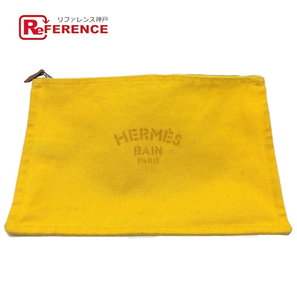 HERMES エルメス ニューヨッティングポーチ GM ポーチ キャンバス レディース イエロー 【中古】