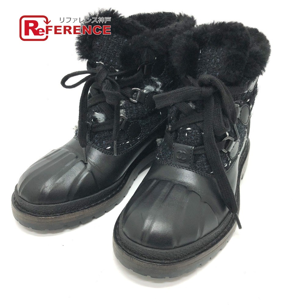 楽天市場】CHANEL シャネル ラメ ソックスブーツ 36C ブラック