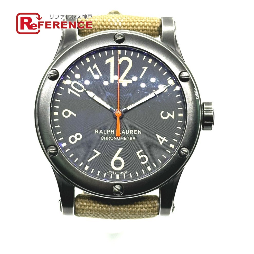 RALPH LAUREN ラルフローレン  RLR0220900 スポーティング サファリRL67 クロノメーター ウォッチ SS /帆布胴締め メンズ 黒いこと/カーキ胴締め 【中古】