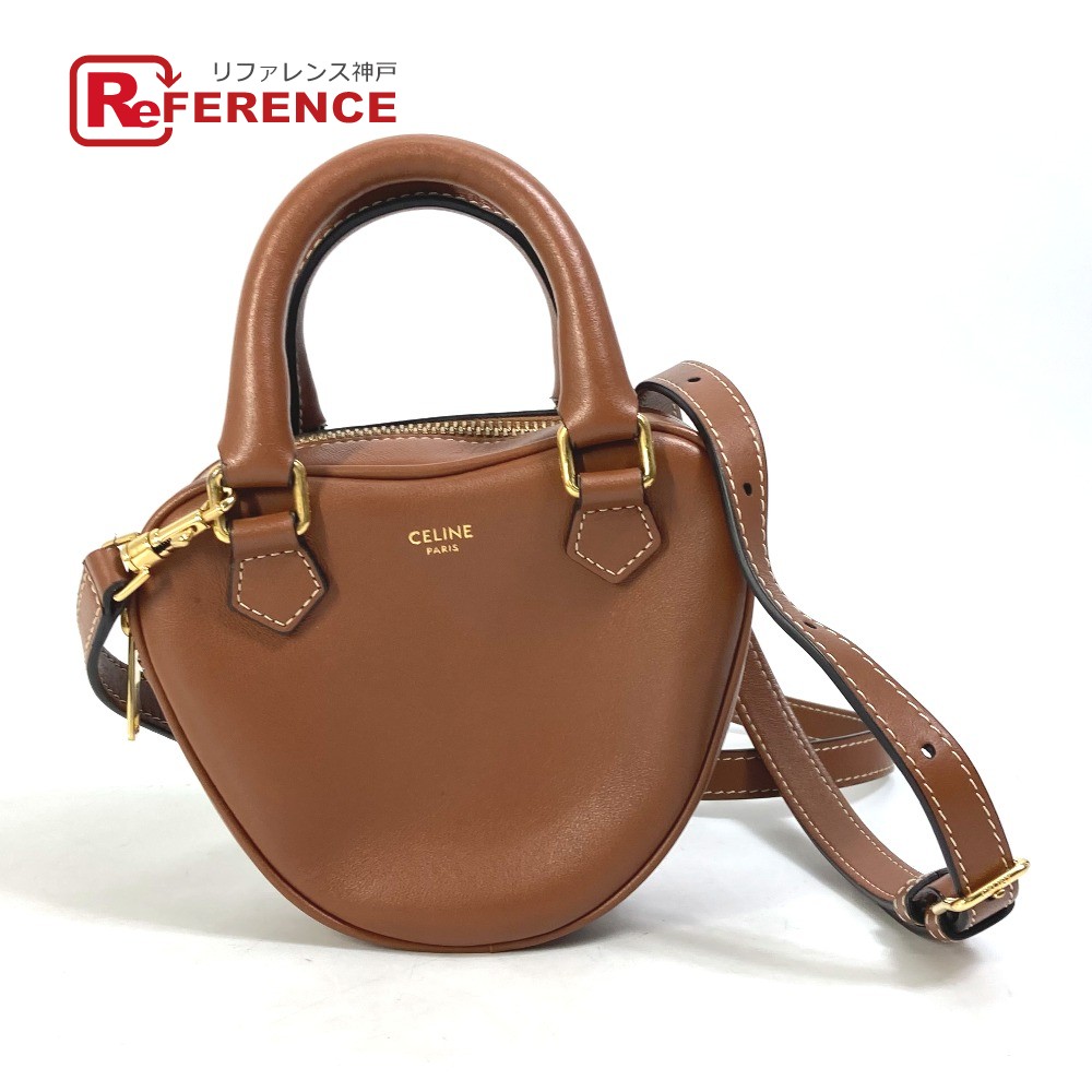 CELINE セリーヌ ハート ミディアム ロゴ 2WAY ハンドバッグ ポシェット カバン 斜め掛け ショルダーバッグ レザー レディース ブラウン 【中古】｜ブランドショップ　リファレンス