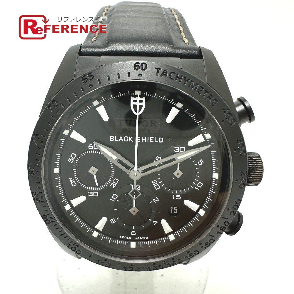 TUDOR チュードル  42000CN ファストライダー  黒いこと遮蔽物 自動小銃一巻き デイト ウオッチ 黒いこと陶器 /なめし革胴締め メンズ 黒いこと 【中古】