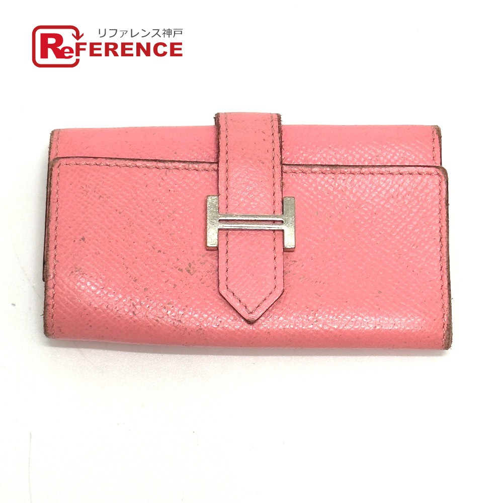 HERMES エルメス H金具 ベアン 4連 キーケース ヴォーエプソン レディース ローズコンフェティ ピンク 【中古】 19,800円