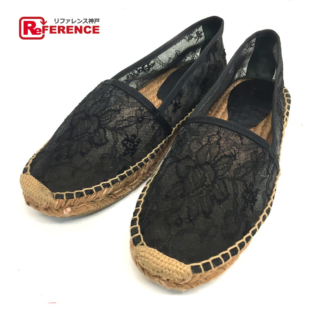 DOLCE\u0026GABBANA ドルチェアンドガッバーナ  シースルー 刺繍 花柄 レース エスパドリーユ 靴その他 レディース ブラック ブラック 【中古】