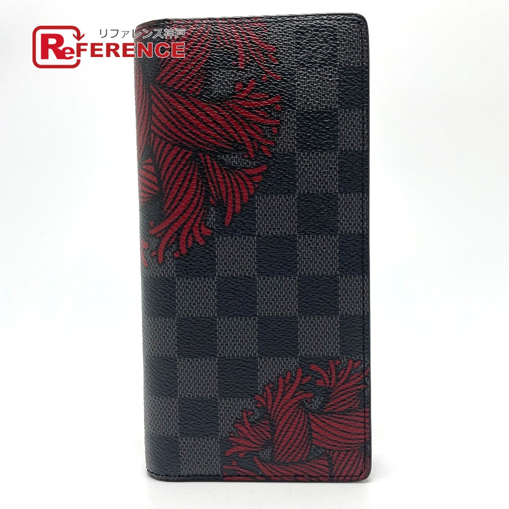 LOUIS VUITTON ルイヴィトン  N41676 ダミエグラフィット ポルトフォイユ ブラザ クリストファーネメス 二つ折り 長紙入れ ダミエグラフィットキャンバス  メンズ 黒いこと×薄墨色 未当て嵌める 【中古】