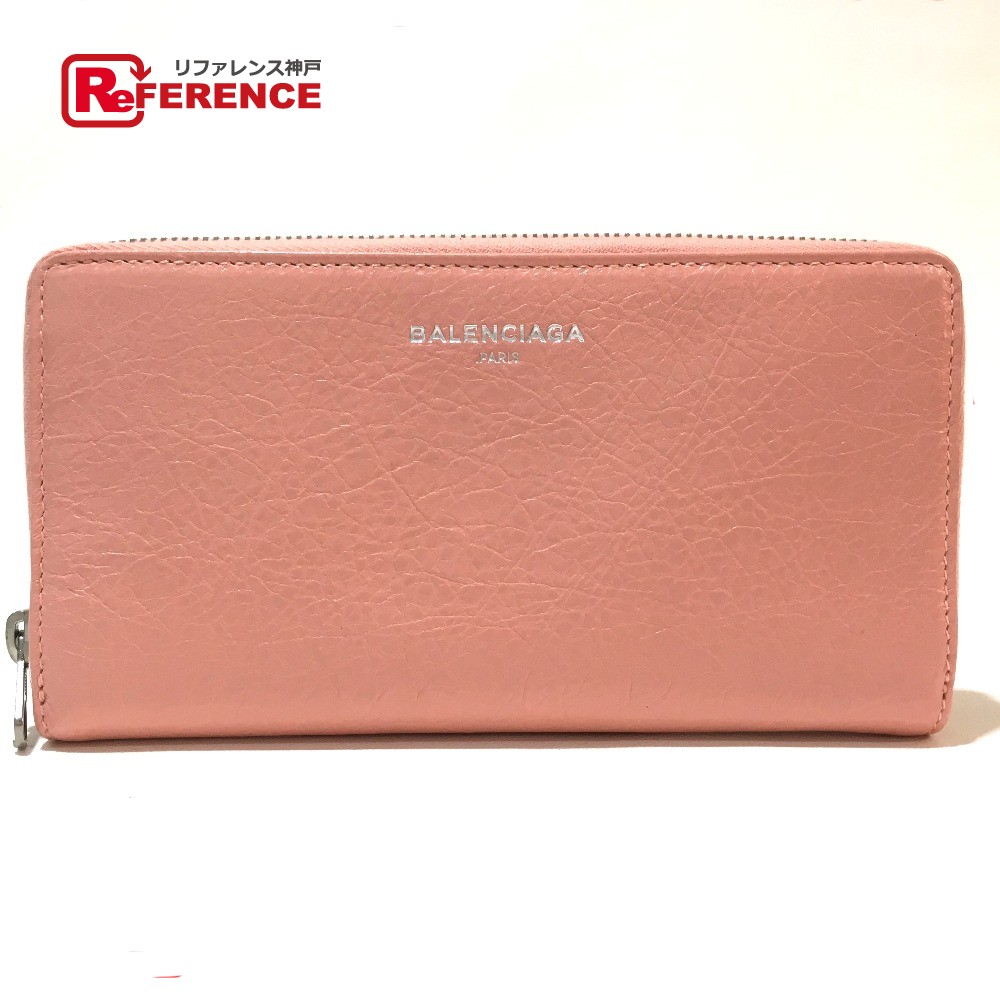 BALENCIAGA バレンシアガ 419805 エクスクルーシブ 財布 ラウンドファスナー長財布 長財布 レザー レディース ピンクベージュ 【中古】