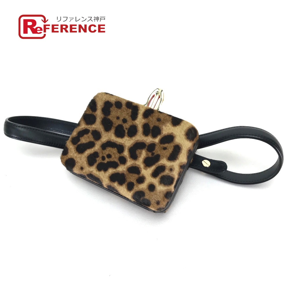 Christian Louboutin クリスチャンルブタン  3110421 レオパード 豹柄 ヒョウ柄 DANCING QUEEN CLUTCH PONY LUX  嚢 酉の方角合切袋 胴締め御徒面子 酉の方角御徒面子 なめし革/ハラコ  レディース 赤銅色 新品負けず劣らず 【中古】