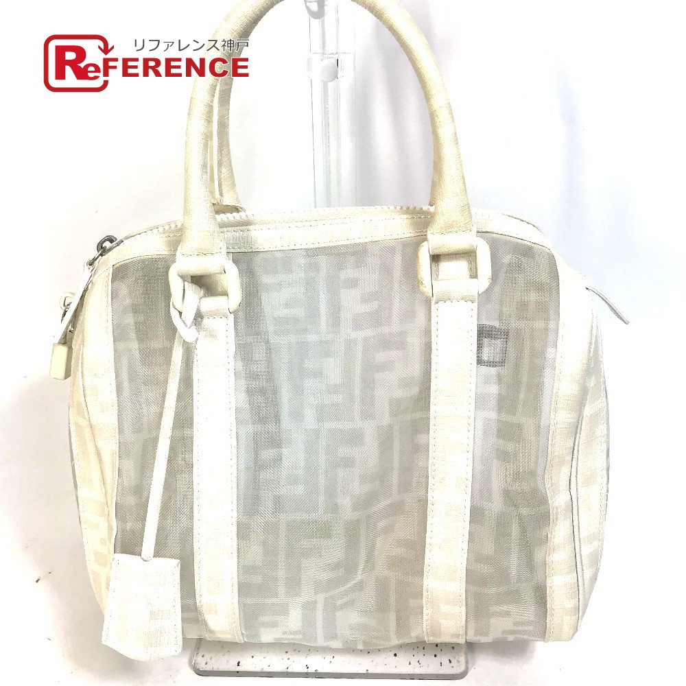 FENDI フェンディ ハンドバッグ カバン ズッカ メッシュ ミニ ボストンバッグ レザー レディース ホワイト 【中古】|ブランドショップ リファレンス
