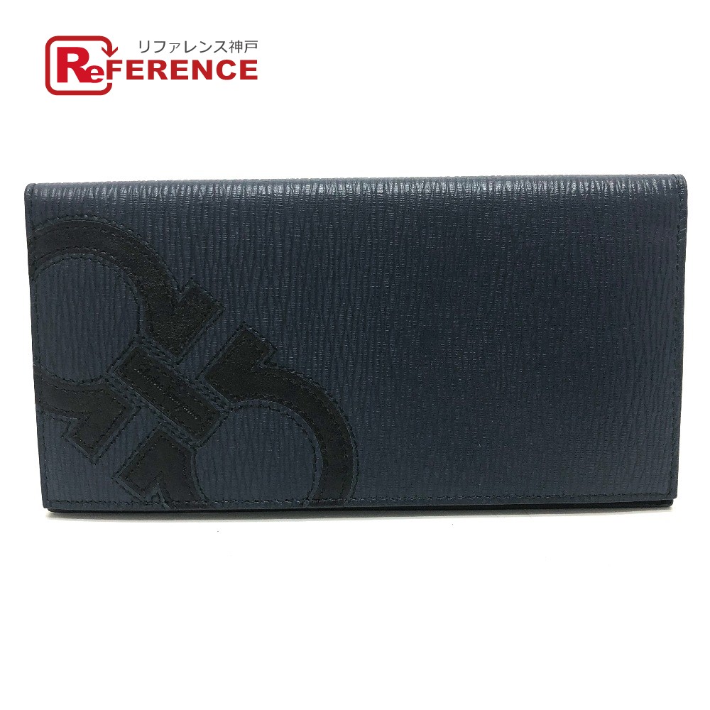 Salvatore Ferragamo サルヴァトーレフェラガモ  ガンチーニ 紙入れ 紙入れ 長紙入れ なめし革  メンズ 米国海軍 【中古】