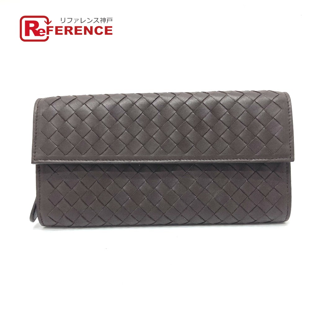 BOTTEGA VENETA ボッテガヴェネタ 150509 イントレチャート フラップ 長財布 レザー メンズ ブラウン 【中古】|ブランドショップ リファレンス