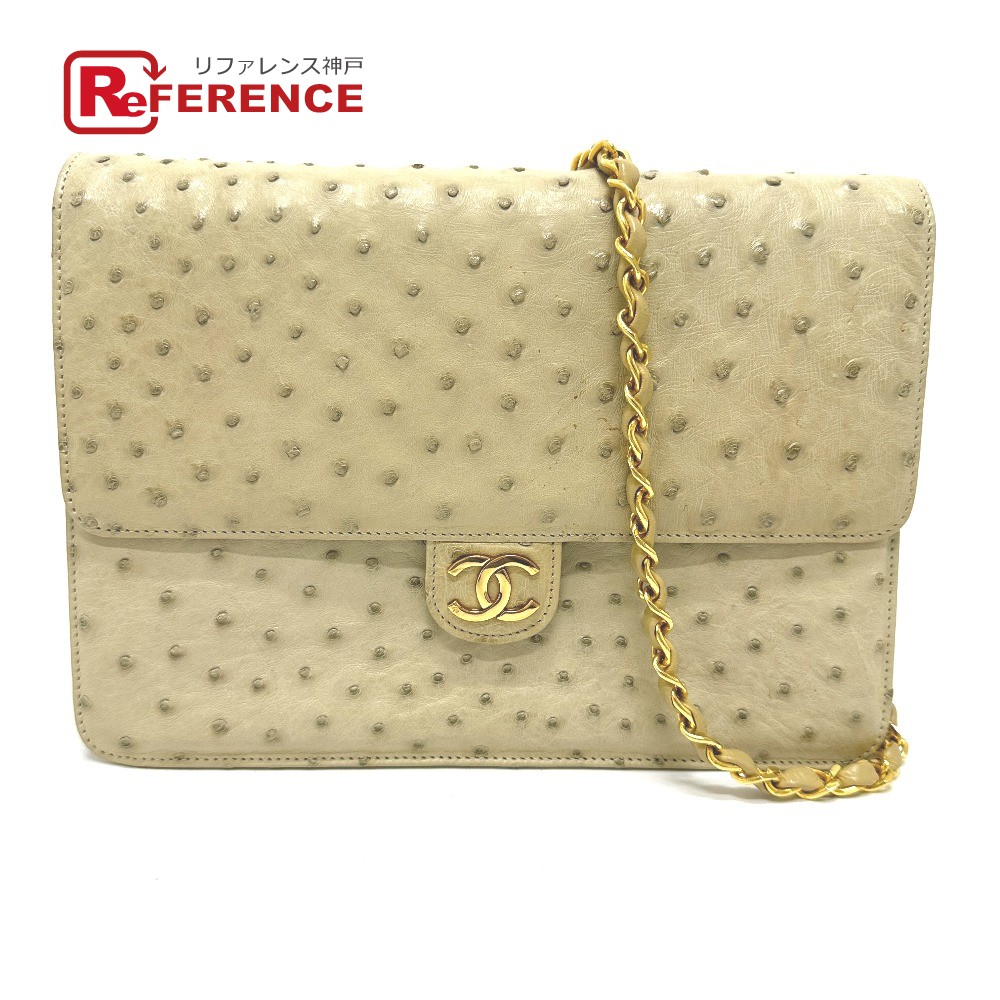 CHANEL シャネル  ヴィンテージ ココマーク CC  チェーン店御徒面子 鞄 ショルダーバッグ 鴕鳥  レディース ベージュ 【中古】 ショルダーバッグ・メッセンジャーバッグ-レディースバッグ-バッグ