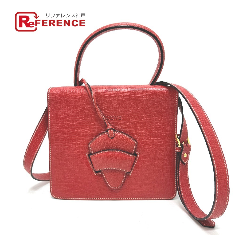 LOEWE ロエベ バルセロナ 2WAY ショルダー ハンドバッグ レザー レディース レッド 【中古】