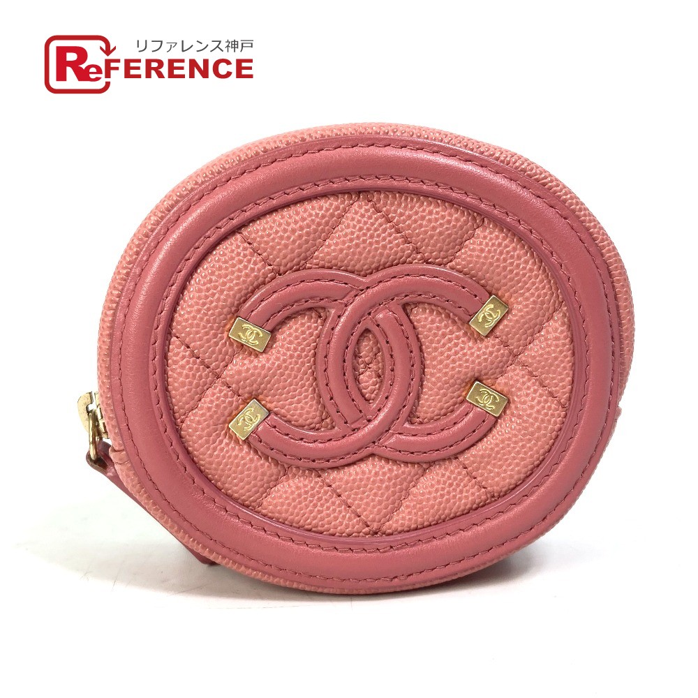 CHANEL シャネル 財布 小銭入れ ラウンド フィリグリー CC ココマーク コインケース キャビアスキン レディース ピンク 【中古】｜ブランドショップ　リファレンス