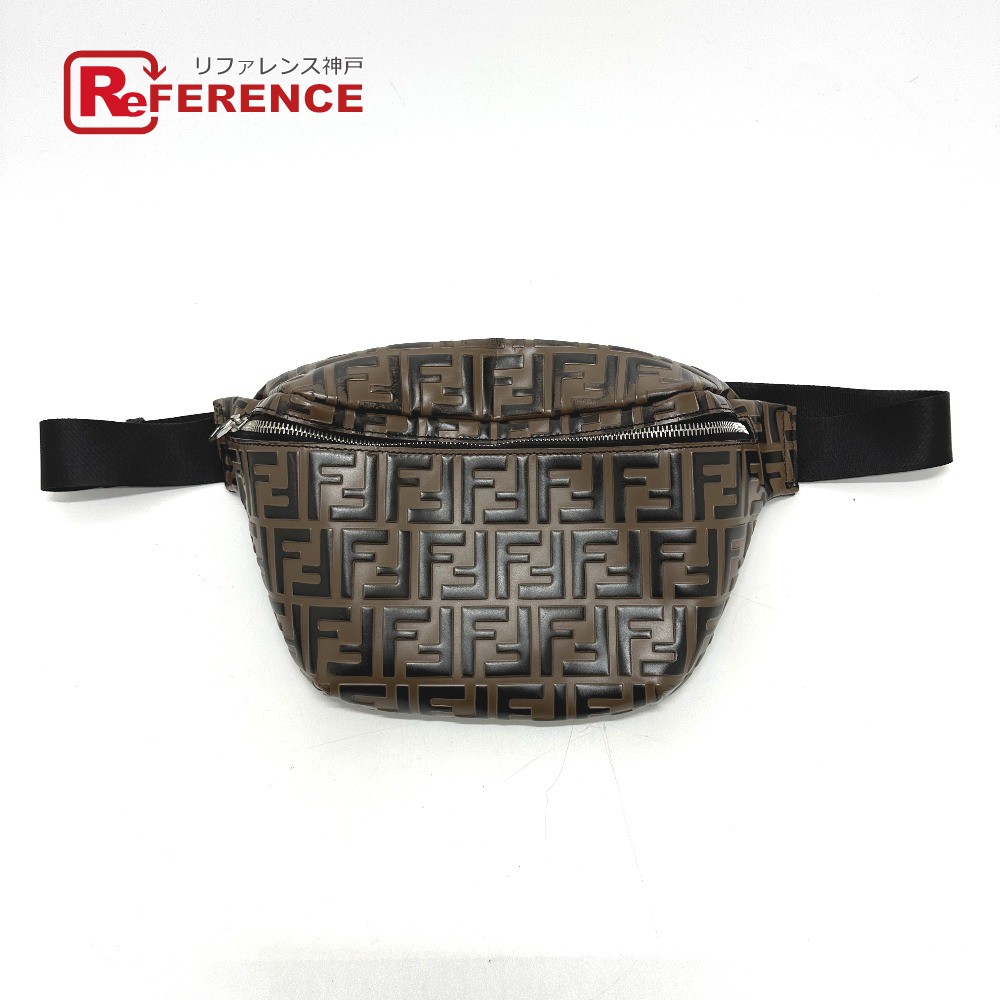 FENDI フェンディ  7VA434 クロスボディバッグ ショルダーバッグ ズッカ 鞄 上半身御徒面子 なめし革  メンズ 赤銅色 【中古】 メンズバッグ-ボディバッグ・ウエストポーチ
