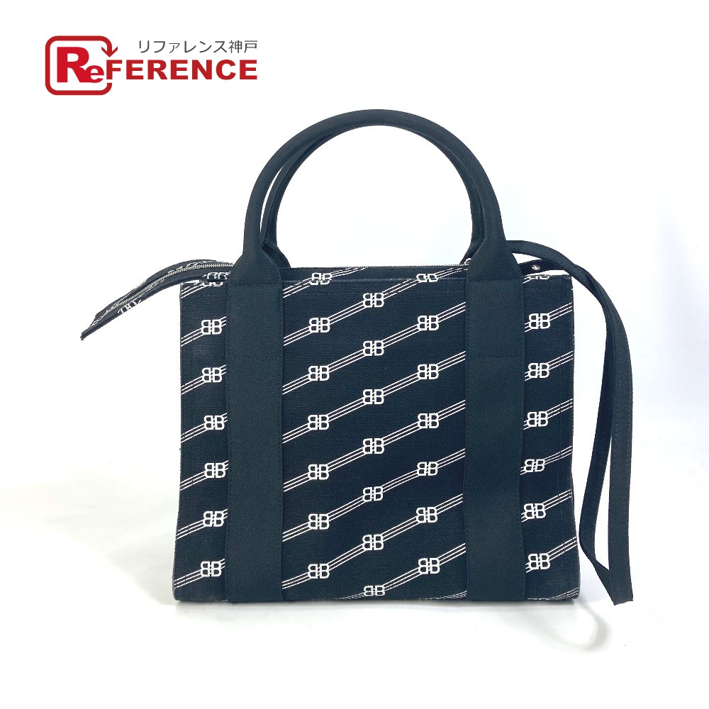 【美品】バレンシアガ　トートバッグ　BB　モノグラム　トレードS　キャンバス　黒 BALENCIAGA - BALENCIAGA バレンシアガ BBモノグラム トレード