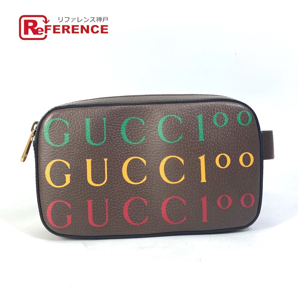 GUCCI グッチ  602695 差し交わす 鞄 胴締め御徒面子 100周年不死化 ロゴタイプ ショルダーバッグ 上半身御徒面子 なめし革  メンズ 赤銅色 未当て嵌める 【中古】