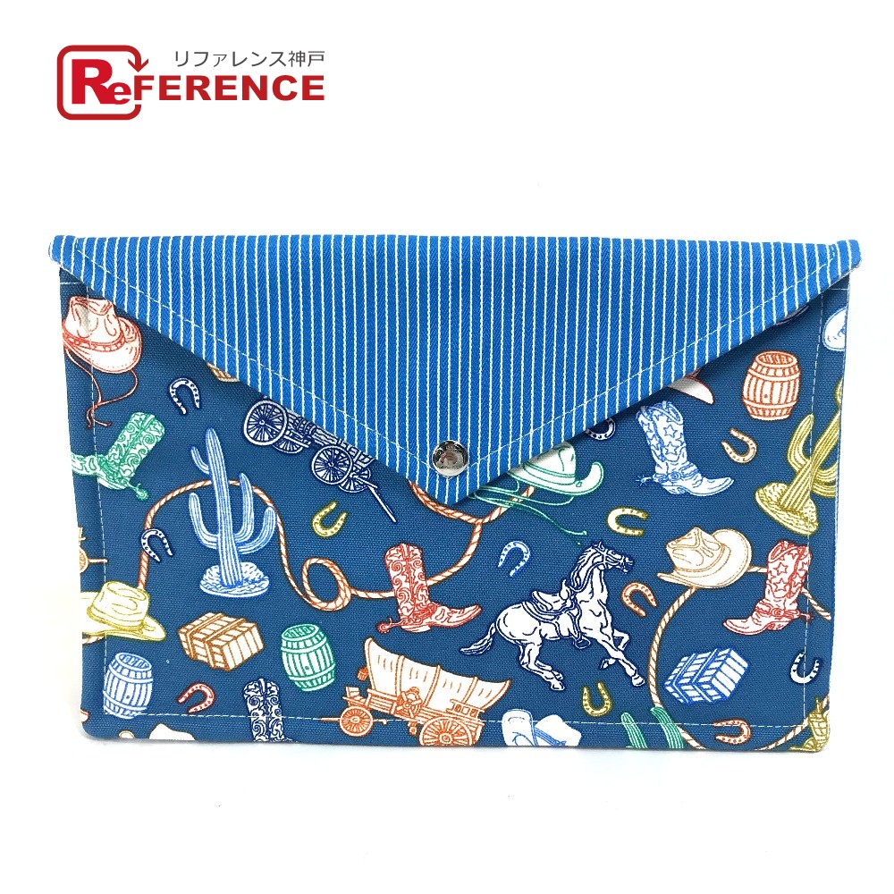 エルメス　エプソン　アラジフ　ポストイットケース　付箋ケース　ブルー系 HERMES エルメス アラジフ ポストイットケース ブルー系【中古