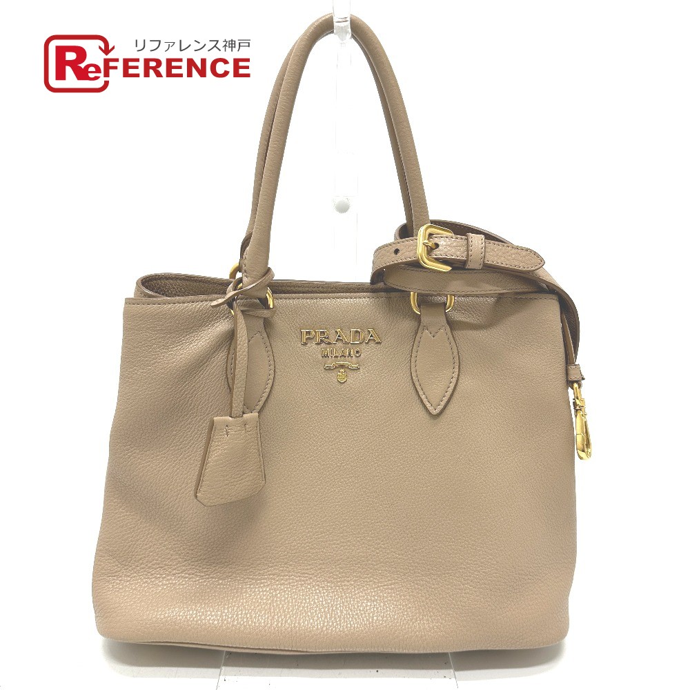 PRADA プラダ 1BA058 ロゴ 肩掛け 斜め掛け 2WAYバッグ ショルダーバッグ トートバッグ ハンドバッグ レザー レディース ベージュ 【中古】|ブランドショップ リファレンス