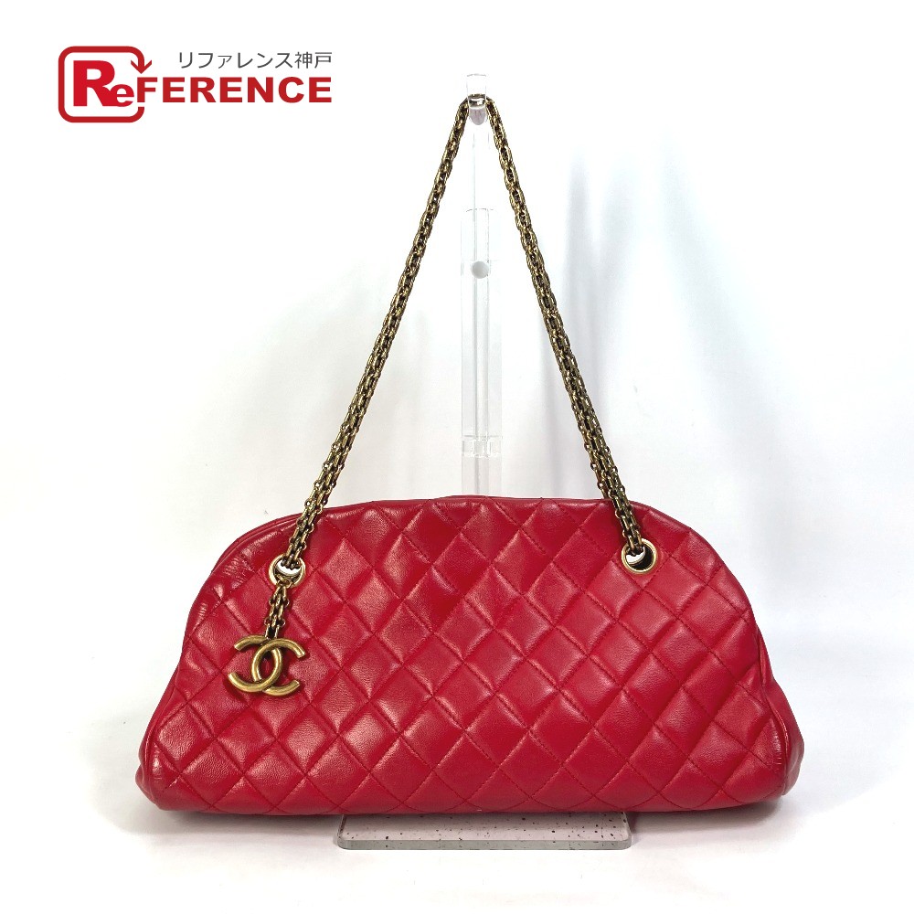 CHANEL シャネル CC ココマーク マトラッセ キルティング ミニボストン カバン Wチェーン 肩掛け ショルダーバッグ ラムスキン レディース レッド 【中古】