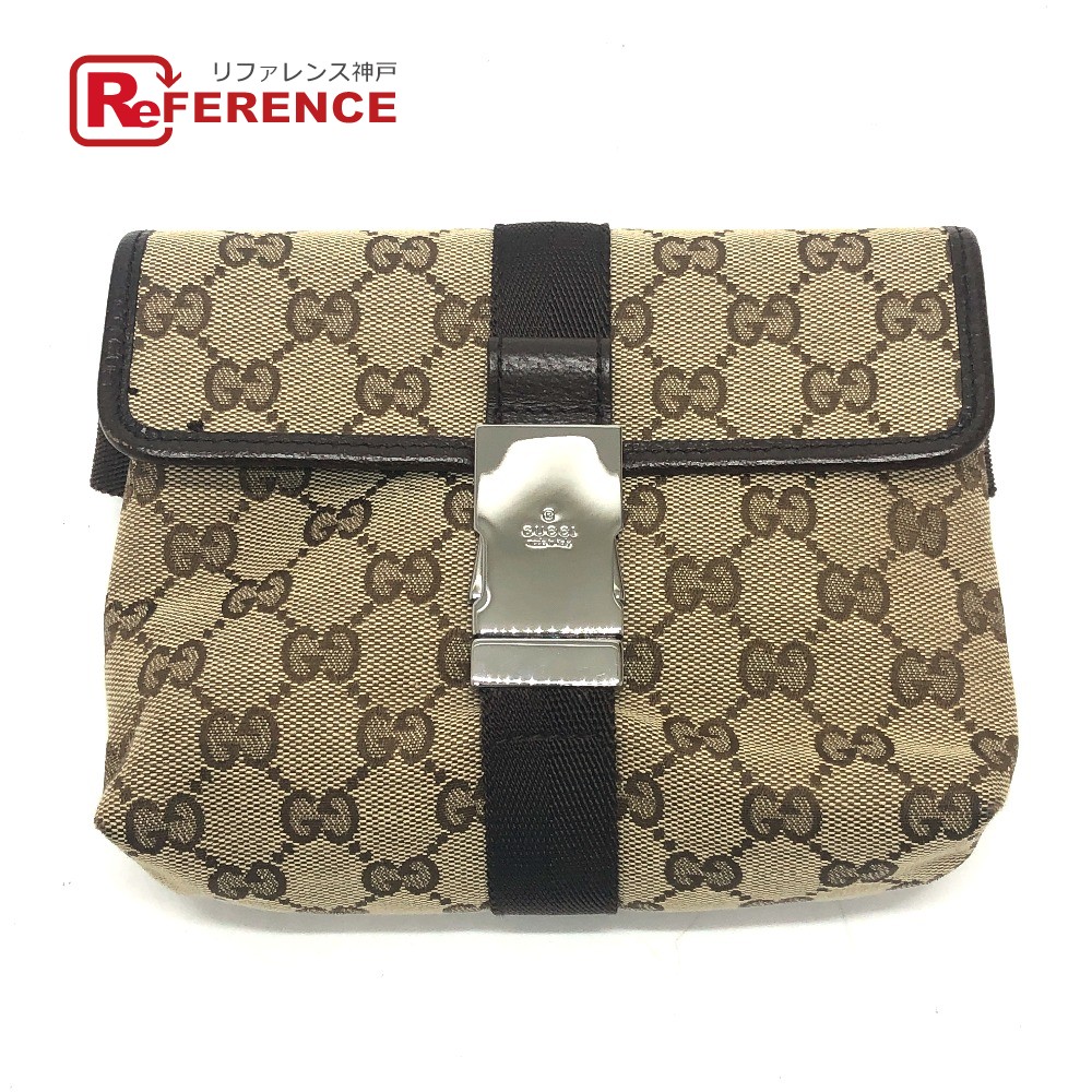GUCCI グッチ  131236 GG 上半身御徒面子 酉の方角合切袋 袋 三尺帯御徒面子 酉の方角御徒面子 GG帆布  ユニ一発やる ベージュ×赤銅色 【中古】
