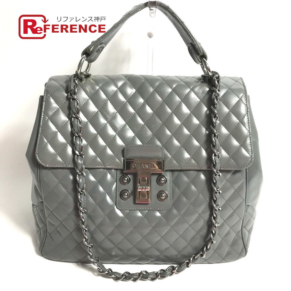 CHANEL シャネル ハンドバッグ ロゴ キルティング 2WAY チェーンバッグ 肩掛け ショルダーバッグ レザー レディース グレー 【中古】|ブランドショップ リファレンス