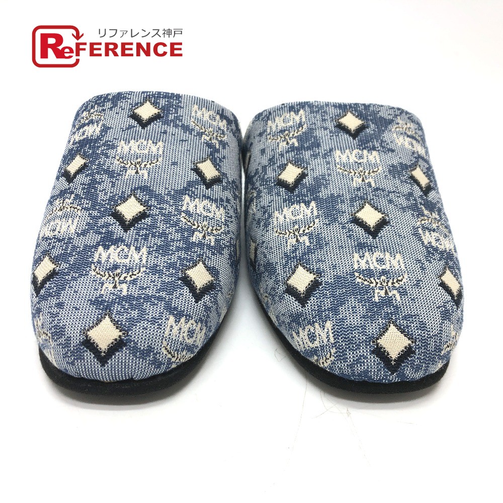 MCM エムシーエム  ロゴタイプ 御部屋シューズ 家庭用スリッパ ユニ一発やる 青み 未当て嵌める 【中古】