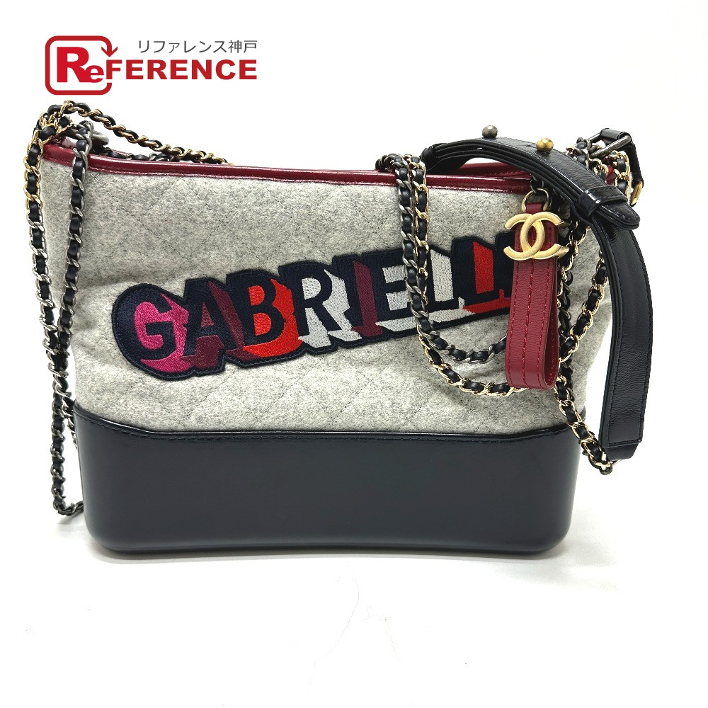 CHANEL シャネル CC ココマーク ガブリエル ドゥ ロゴ チェーンバッグ カバン ショルダーバッグ カーフスキン /ウール レディース グレー 【中古】