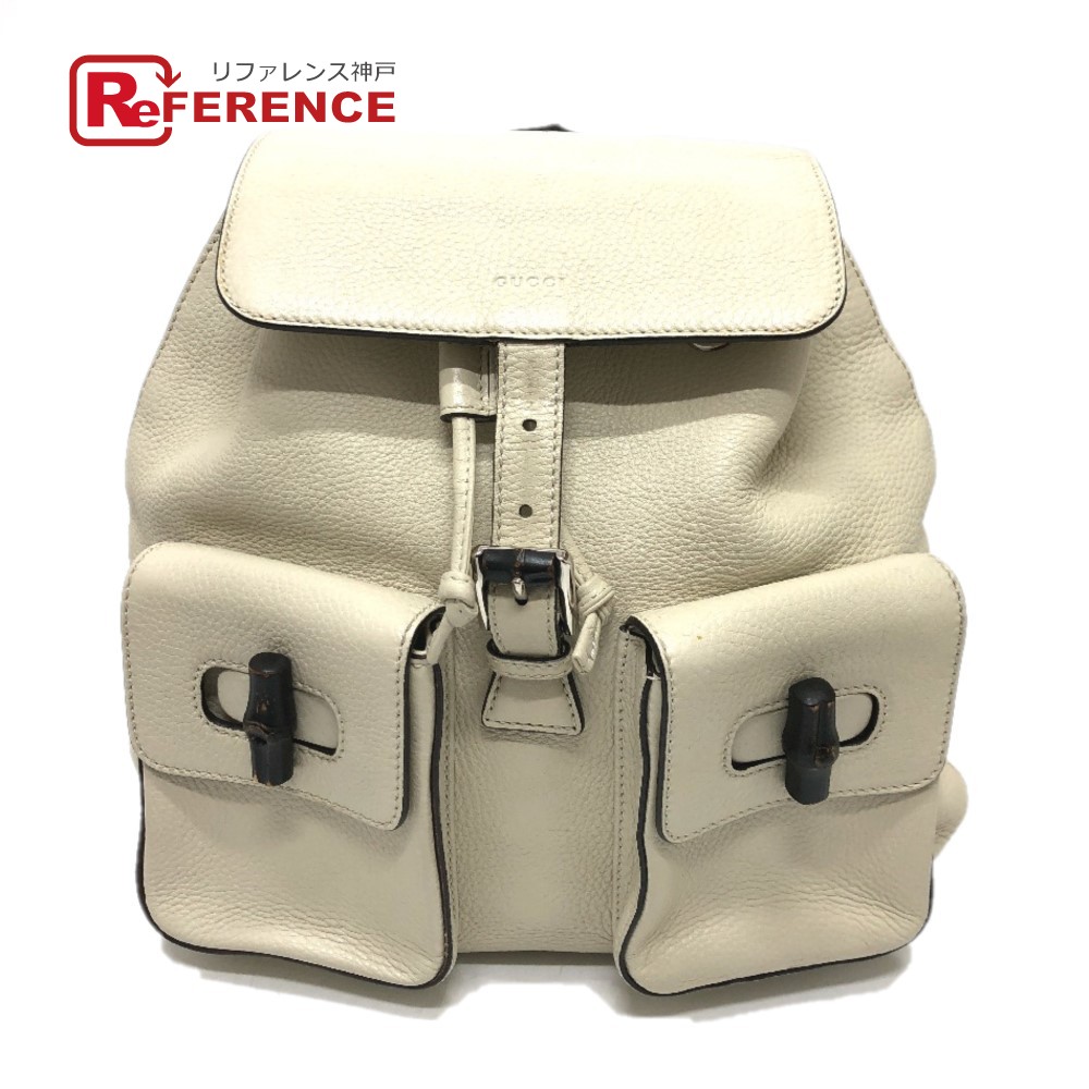 GUCCI グッチ 370833 バンブー バックパック カバン リュックサック レザー レディース ホワイト系 【中古】