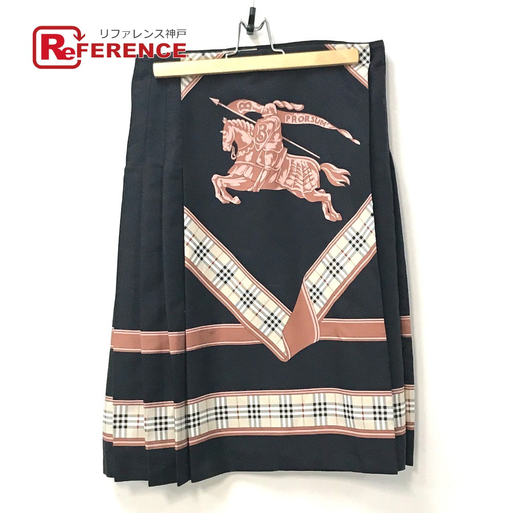 BURBERRY バーバリー 8003630 バーバリーロンドン ノバチェック プリーツ ボトムス スカート ポリエステル レディース ブラック 【中古】