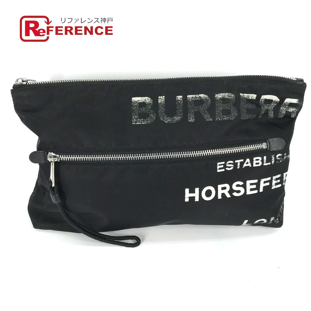 BURBERRY バーバリー  8014756 導管乗り合い船 HORSEFERRY 嚢 合切袋 クラッチペダル御徒面子 ナイロン  メンズ 黒いこと 【中古】