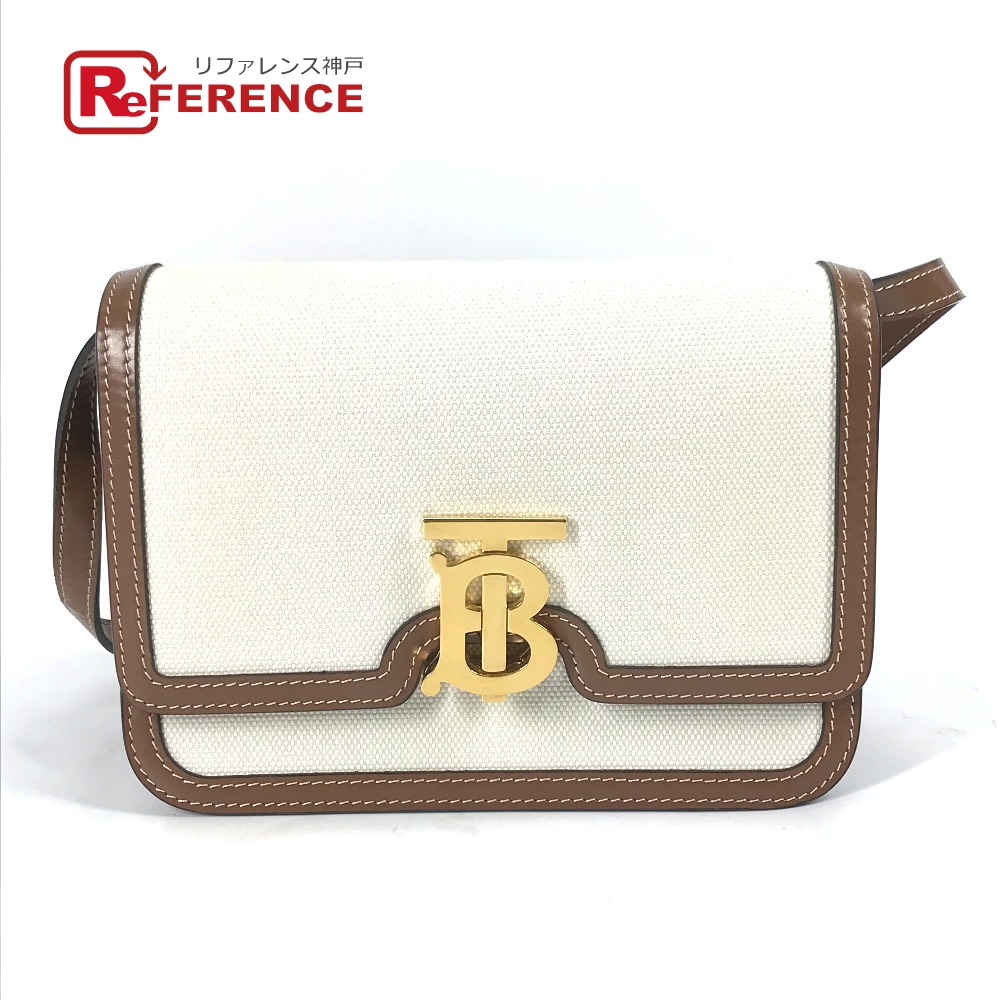 BURBERRY バーバリー 8039365 カバン 2WAYバッグ クラッチバッグ TB 斜め掛け ショルダーバッグ キャンバス/レザー レディース ベージュ 新品同様 【中古】｜ブランドショップ　リファレンス