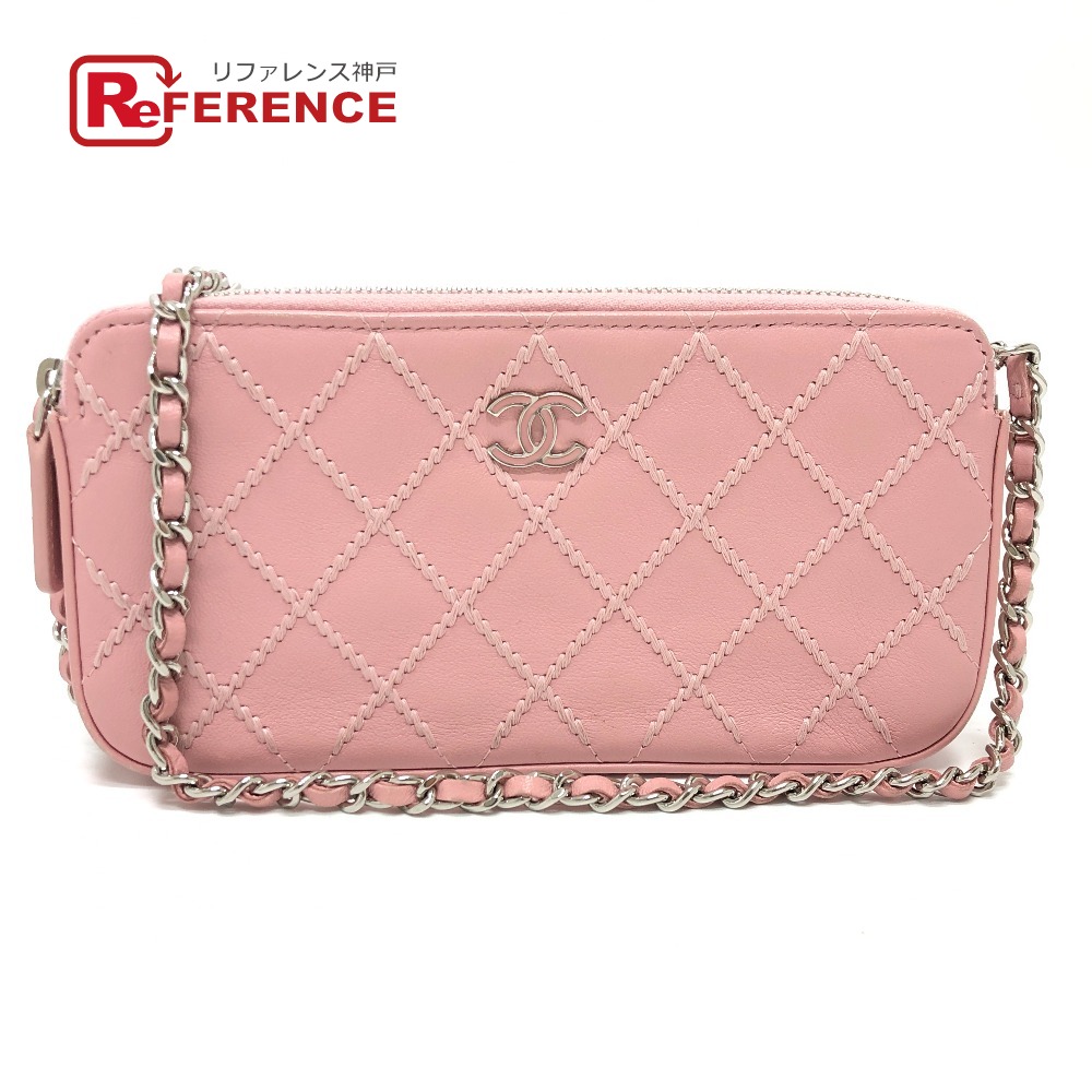 CHANEL シャネル A82527 CC ココマーク マトラッセ ワイルドステッチ チェーンウォレット 長財布 ショルダーバッグ ラムスキン レディース ピンク 【中古】|ブランドショップ リファレンス