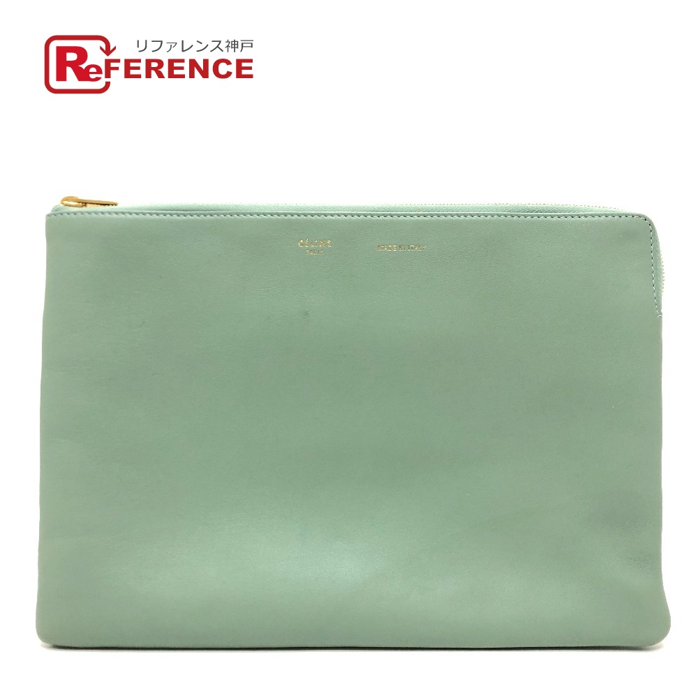 CELINE セリーヌ セカンドバッグ カバン ポーチ クラッチバッグ レザー レディース グリーン系 【中古】
