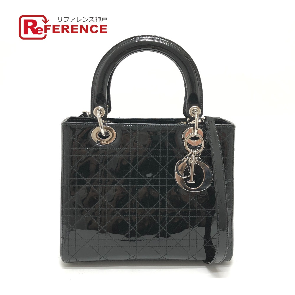 Christian Dior ハンドバッグ　カナージュ　デニム×レザー　ブラック Lady Dior ディオール ハンドバッグ ショルダーバッグ レディ