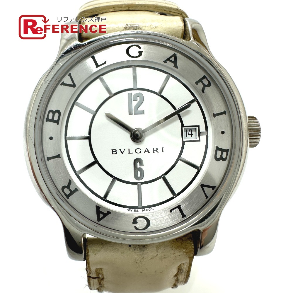 BVLGARI ブルガリ ST29S ソロテンポ クオーツ デイト 腕時計 SS /レザーベルト レディース シルバー 【中古】