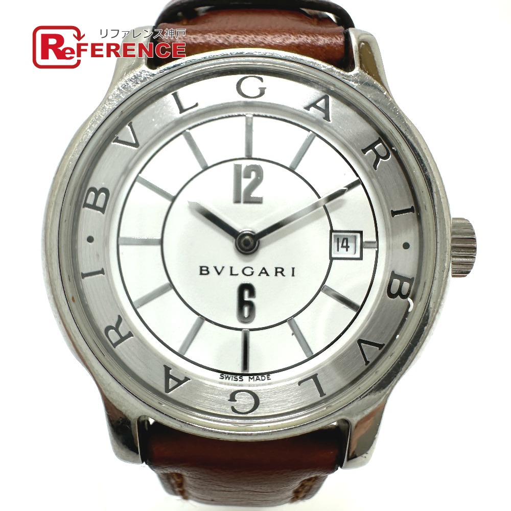BVLGARI ブルガリ ST29S ソロテンポ クオーツ デイト 腕時計 SS /レザーベルト レディース シルバー 【中古】