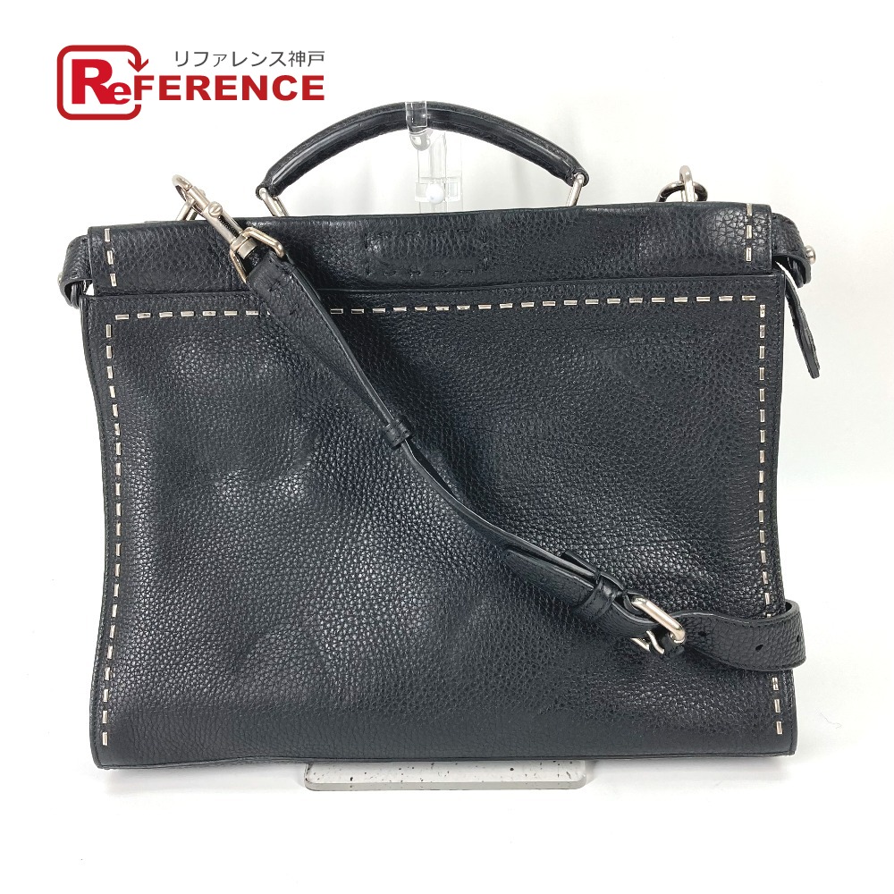 FENDI フェンディ 7VA406 ショルダーバッグ 斜め掛け カバン セレリア ピーカブー アイコニック フィット 2WAY ビジネスバッグ トートバッグ ハンドバッグ レザー メンズ ブラック 【中古】
