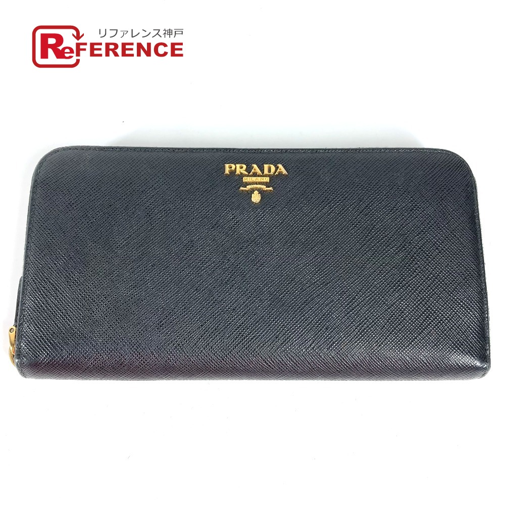 【美品】プラダ 長財布 三角ロゴ ゴールド金具 サフィアーノレザー ユニセックス 美品】プラダ 長財布 三角ロゴ ゴールド金具 サフィアーノレザー