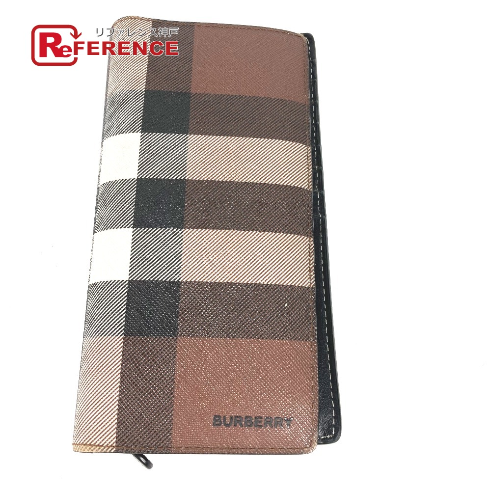 BURBERRY バーバリー  8052803 ロングウォレット 巨大な生物 照合のしるし 二つ折り 長紙入れ PVC  メンズ ダークバーチブラウン 赤銅色 【中古】