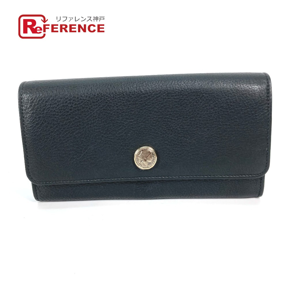 BVLGARI ブルガリ 35963 ロングウォレット MONETE モネーテ フラップ 長財布 レザー レディース ブラック 【中古】｜ブランドショップ　リファレンス