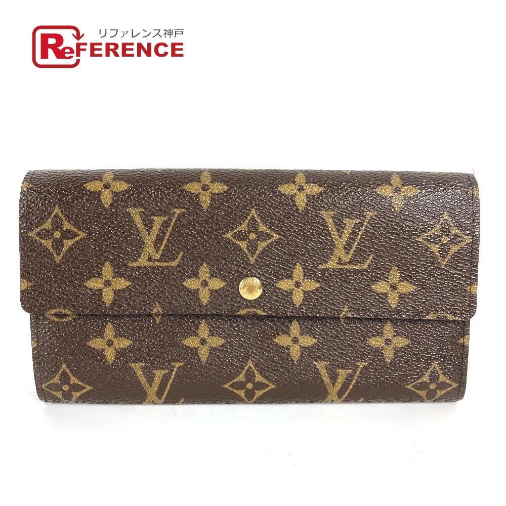 LOUIS VUITTON ルイヴィトン  M61726 モノグラム ポルトモネ・クレディ 下げ翼 長紙入れ モノグラム帆布  レディース 赤銅色 【中古】