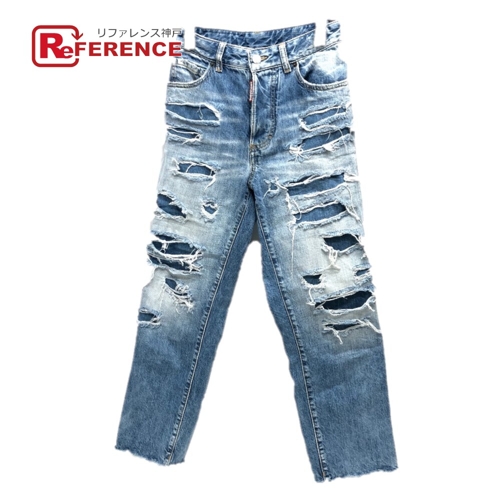 DSQUARED2 ディースクエアード S75LB0808 ダメージ ジーンズ デニムパンツ ボトムス デニム アパレル デニムパンツ デニム レディース ブルー 【中古】｜ブランドショップ　リファレンス