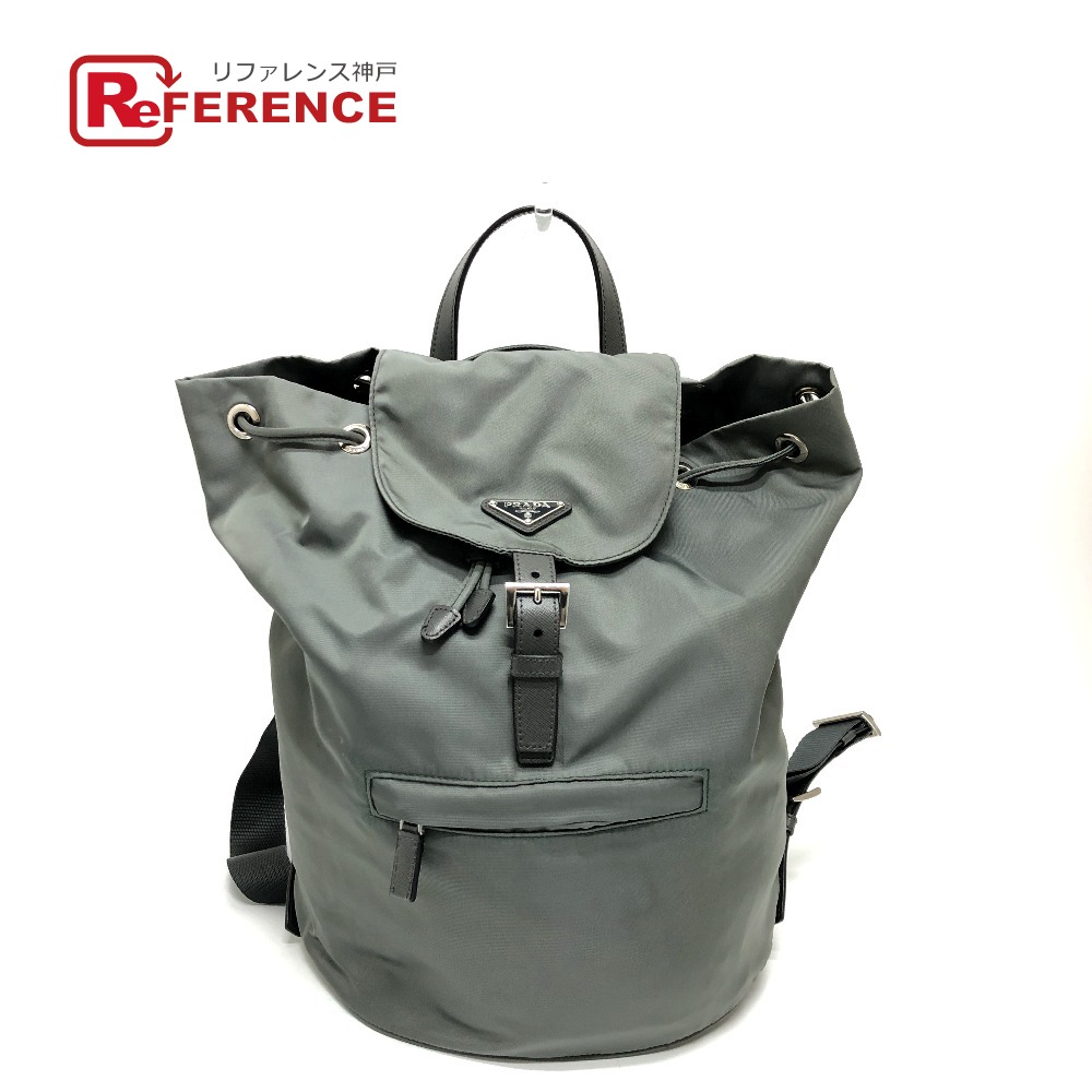 PRADA プラダ BZ0032 トライアングルロゴ バックパック カバン リュックサック レザー レディース グレー 【中古】｜ブランドショップ　リファレンス