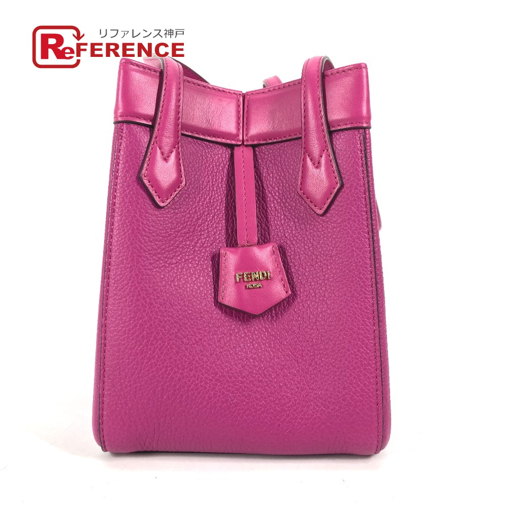 FENDI フェンディ 8BS083 ORIGAMI MINI オリガミミニ スモール 肩掛け ショルダーバッグ レザー レディース パープル 未使用 【中古】 104,060円