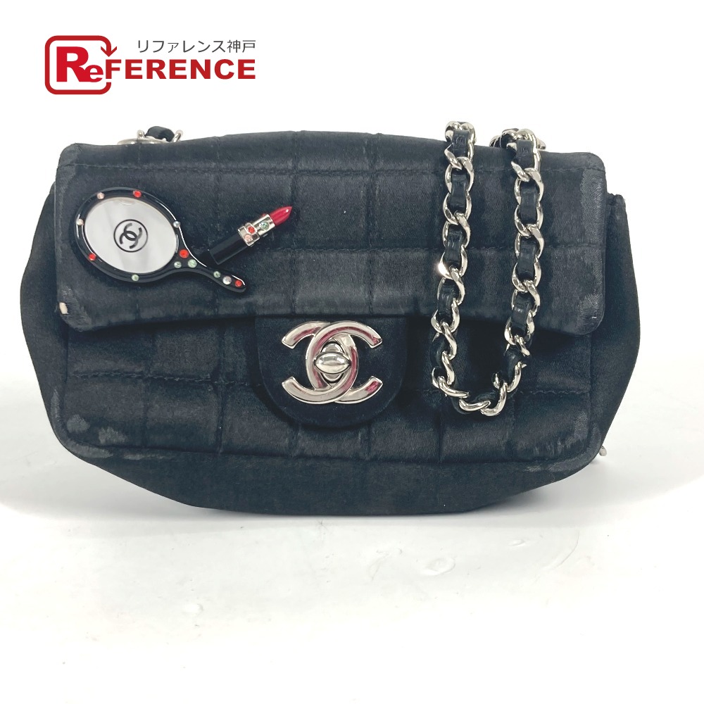 CHANEL シャネル カバン ポシェット リップ 口紅 ミラー 鏡 CC ココマーク チェーンバッグ 斜め掛け ショルダーバッグ サテン レディース ブラック 【中古】|ブランドショップ リファレンス