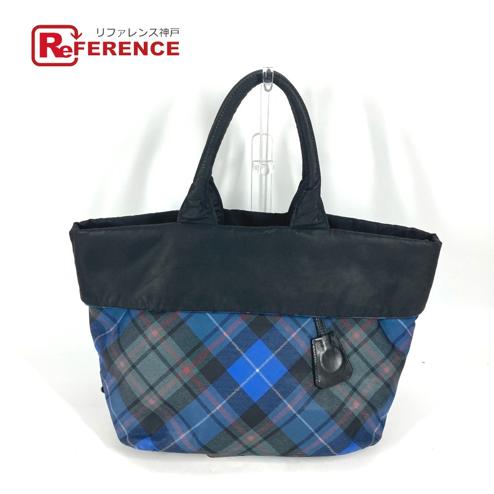 PRADA プラダ  チェック カバン  トートバッグ ショルダーバッグ ナイロン  レディース ブラック 【中古】