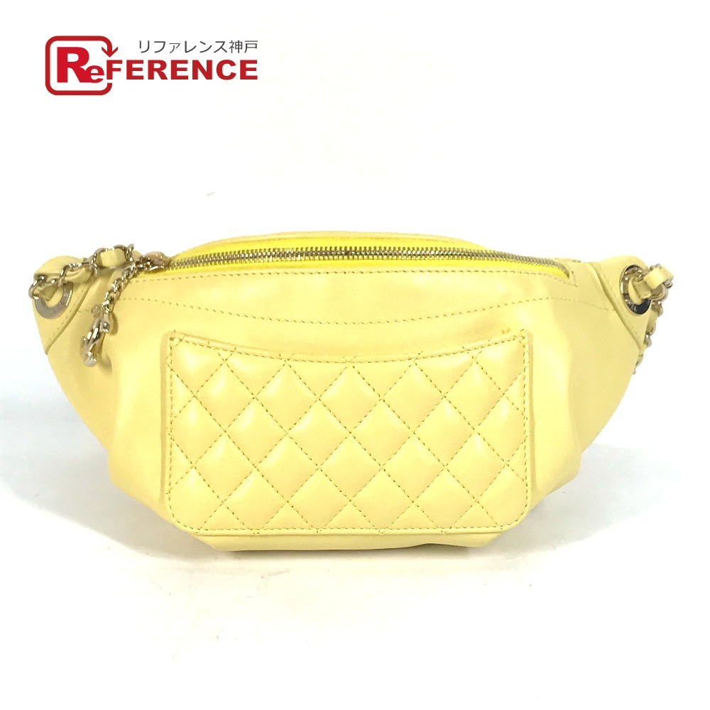 CHANEL シャネル  A57832 チェーン店 胴締め御徒面子 酉の方角車寄せ CC ココマーク 鞄 差し交わす キルティング マトラッセ 上半身御徒面子 子ヒツジ素はだ  レディース 黄色 新品負けず劣らず 【中古】
