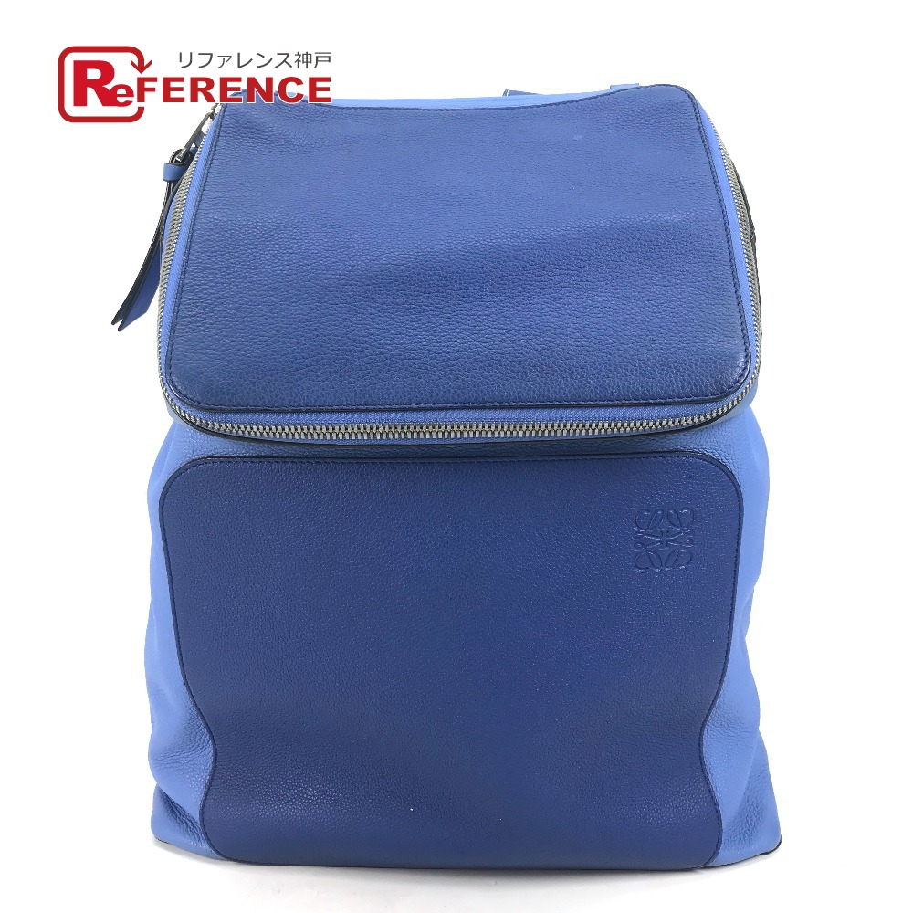 ロエベ(Loewe) ゴヤ バックパック 316.30.P40 レザー ブルー 中古・古着通販】LOEWE (ロエベ) ゴヤ バックパック ブルー｜ブランド
