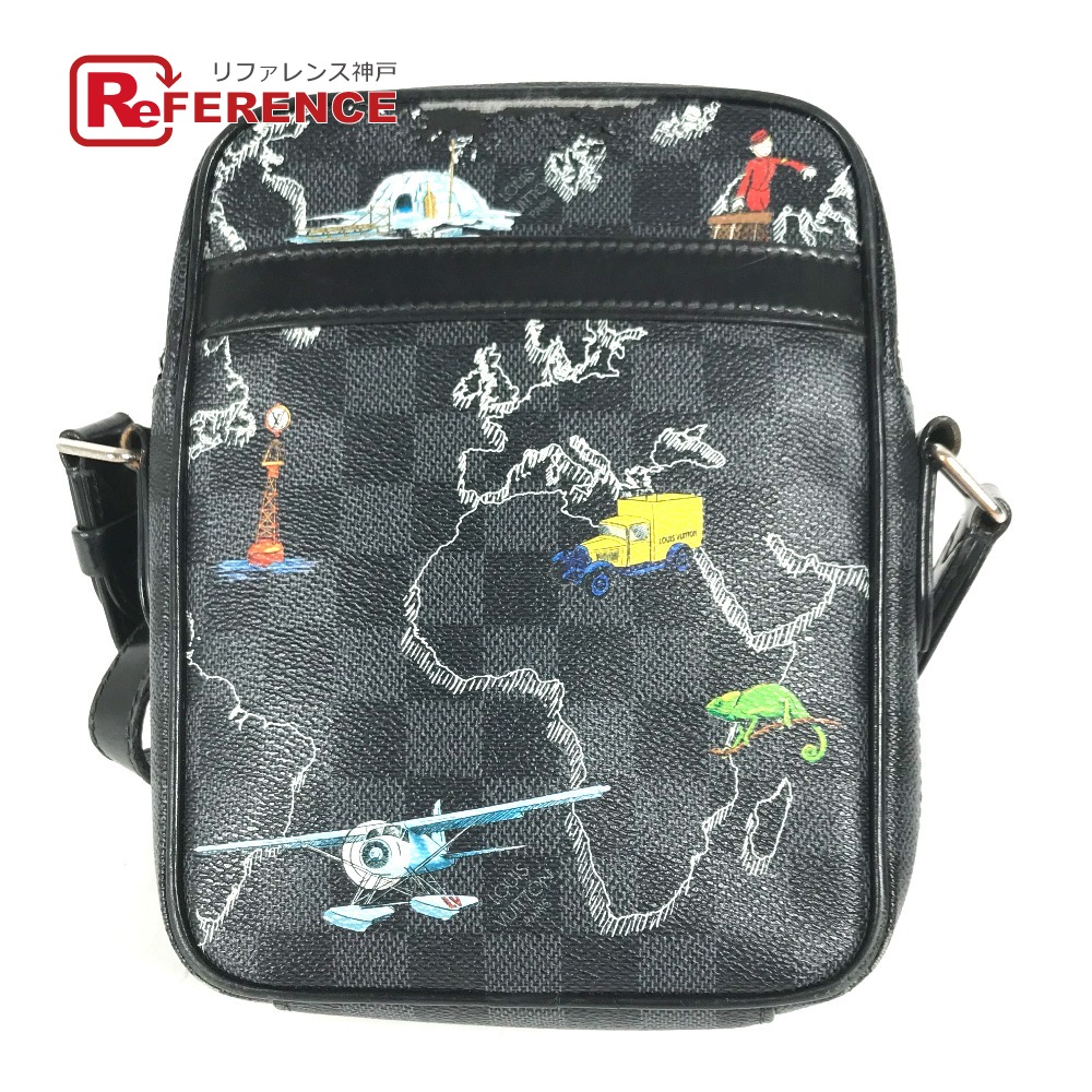 LOUIS VUITTON ルイヴィトン ダミエグラフィットマップ ダヌーブ PM NM カバン 斜め掛け ポシェット ショルダーバッグ ダミエグラフィットキャンバス メンズ ブラック 【中古】