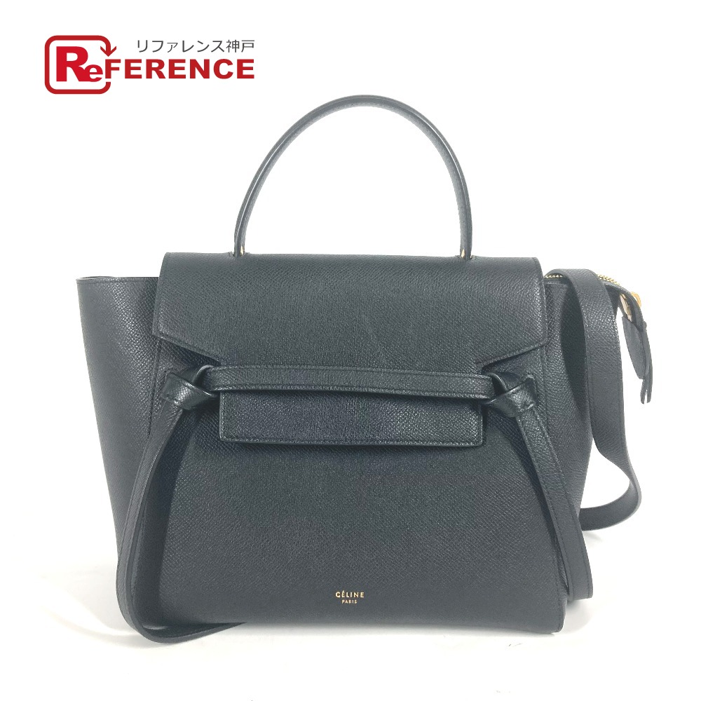 CELINE セリーヌ  マイクロ トートバッグ 胴締め御徒面子 2WAY ショルダーバッグ 膝掛け 曲がった掛け ハンドバック なめし革  レディース 黒いこと 【中古】 バッグ-ハンドバッグ