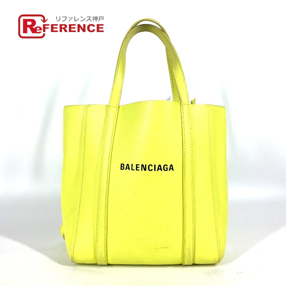 BALENCIAGA バレンシアガ 551815 ロゴ エブリデイ トートバッグ XXS トートバッグ カバン 斜め掛け ショルダーバッグ レザー レディース イエロー 【中古】